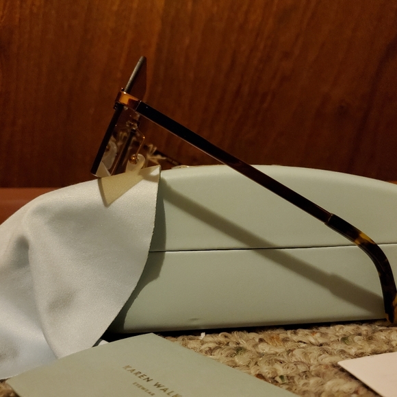 NWT KAREN WALKER The Bird 180176 Light Brown Rectangular Frame Tinted Sunglasses main image 6